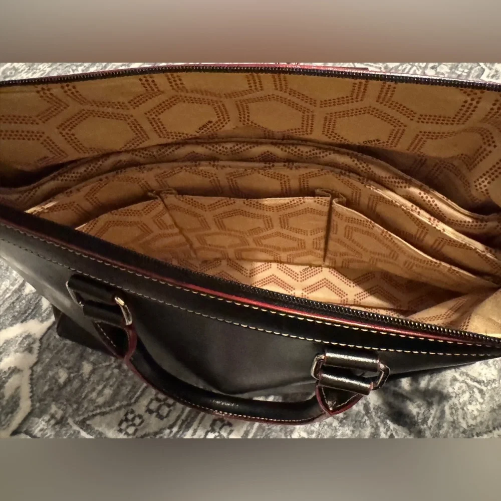 LODIS Black Leather Briefcase Laptop Bag NWOT